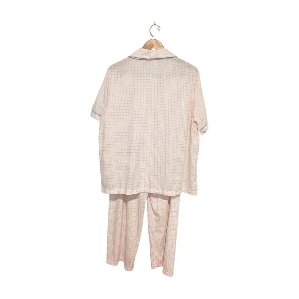 NOS Vintage Pink Grey Lady Barbizon 2 pc S/S Pajama Set 1X Blendaire Batiste